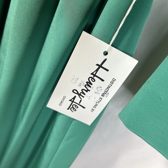 NWT Vintage 80s Henry Lee Emerald Green Draped Midi Dress Size 12 Made In USA - Picture 8 of 14